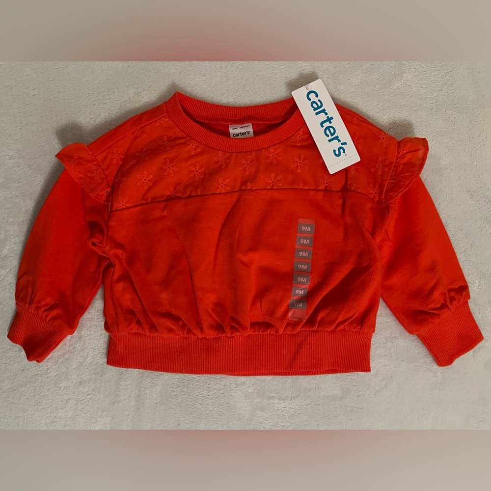 NWT - Carter’s Baby Girl Long Sleeve Sweatshirt (Red) - Size 9 Months